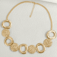 Collier en Métal Ton Sur Ton avec Pendentifs Cercle Creux