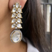 Boucles d’Oreilles Longues en Kundan – Style Indien & Pakistanais, Inspirées de Sabyasachi