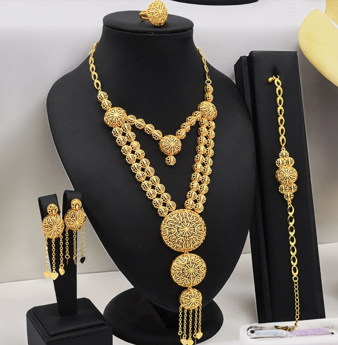 Ensemble de Bijoux de Luxe en Or 24K – Style Dubai pour Mariage Nigérian