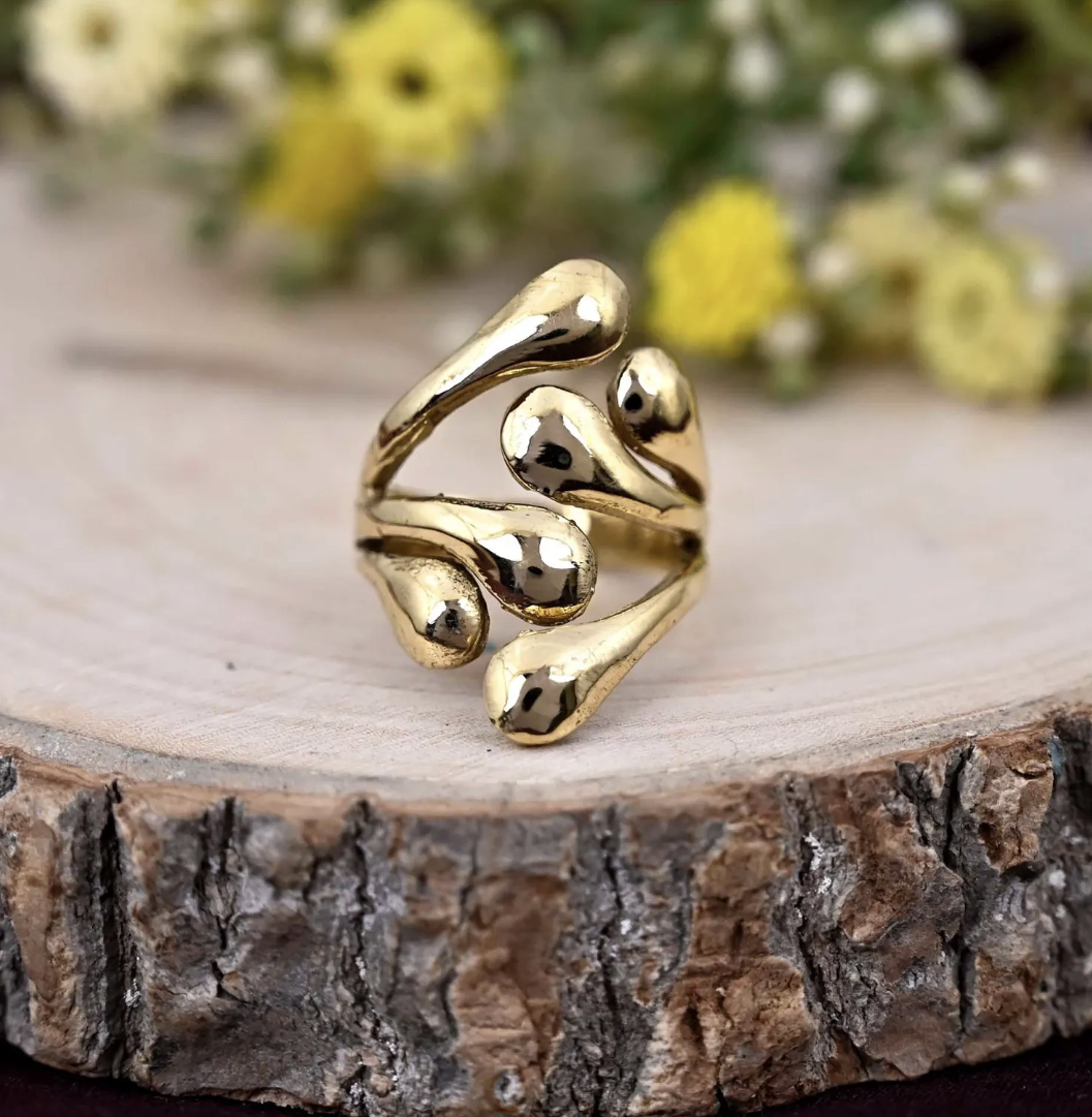 Bagues Bohèmes en Laiton Doré – Ajustables, Géométriques et Statement